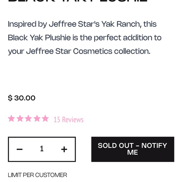 New with Tags! Collector Black Yak Jeffree Star - Picture 2 of 3